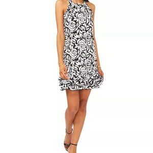 MSK Women's embellished black and white floral -print sheath dress